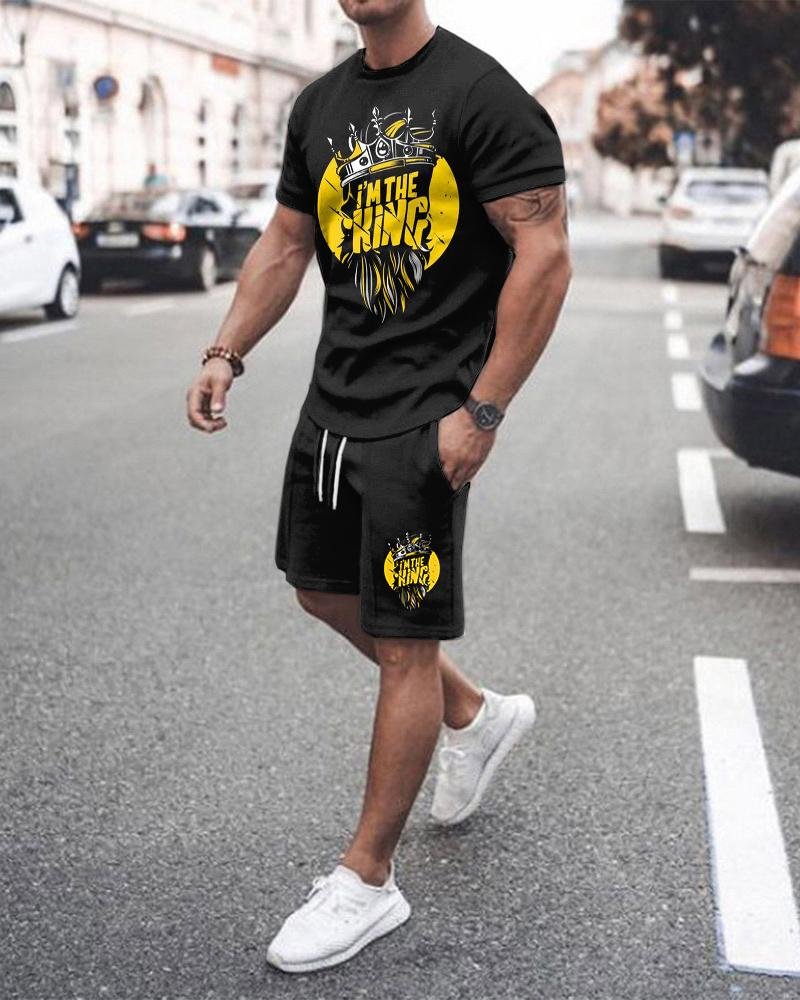 Men's I AmThe King Printed Shorts Suit