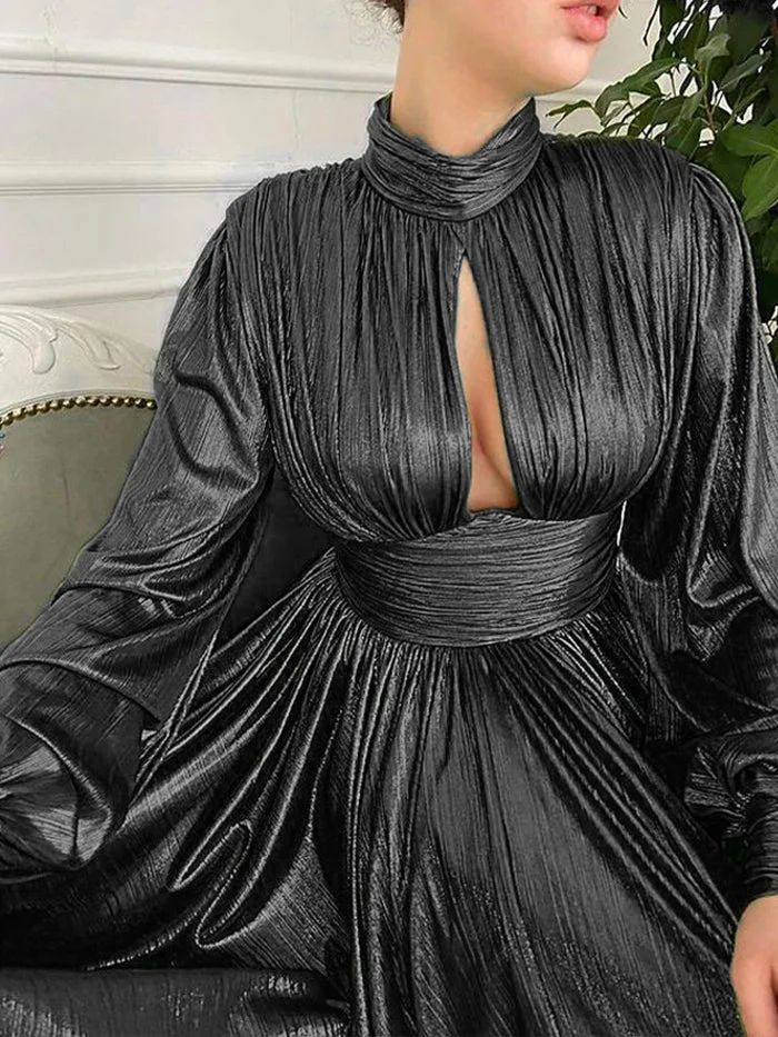 Waist Halterneck Big Swing Dress