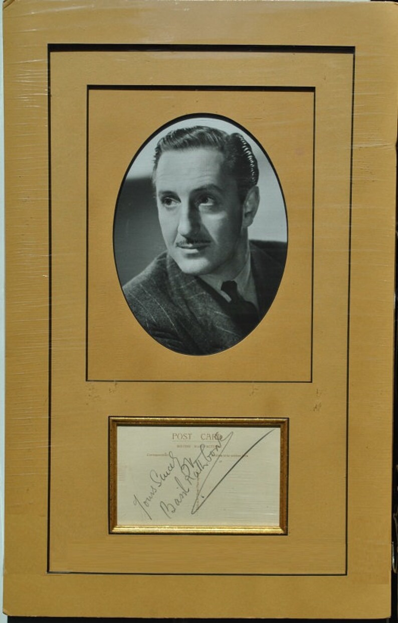 BAZIL RATHBONE SIGNED Matted Photo Poster painting Display The Adventures of Sherlock Holmes wcoa