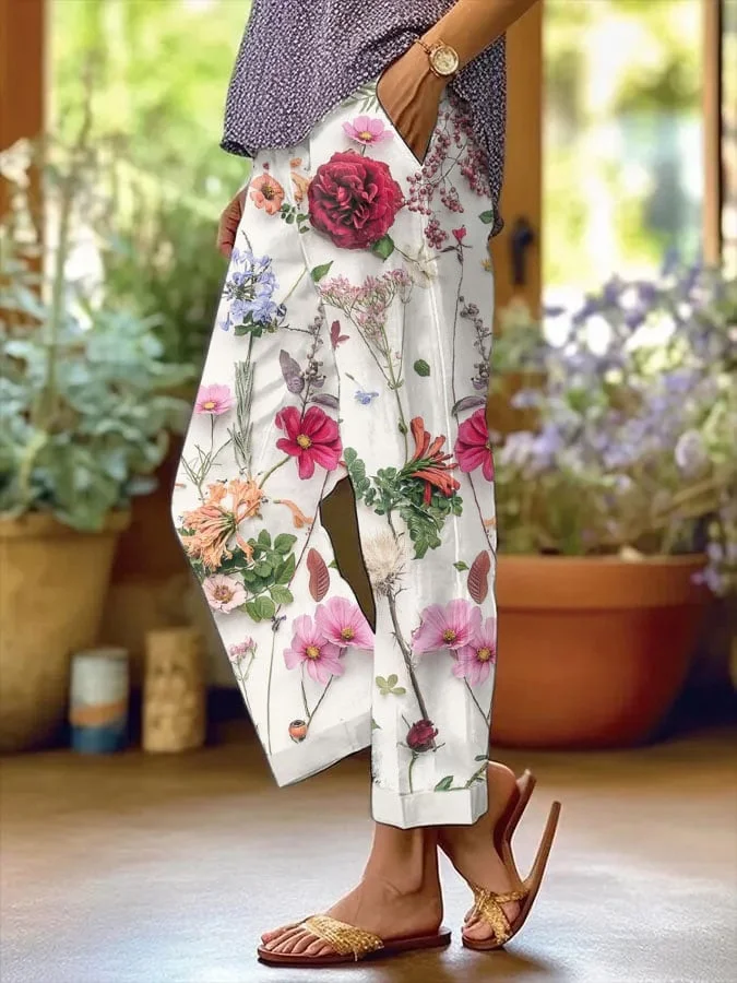 Women's floral print casual pants