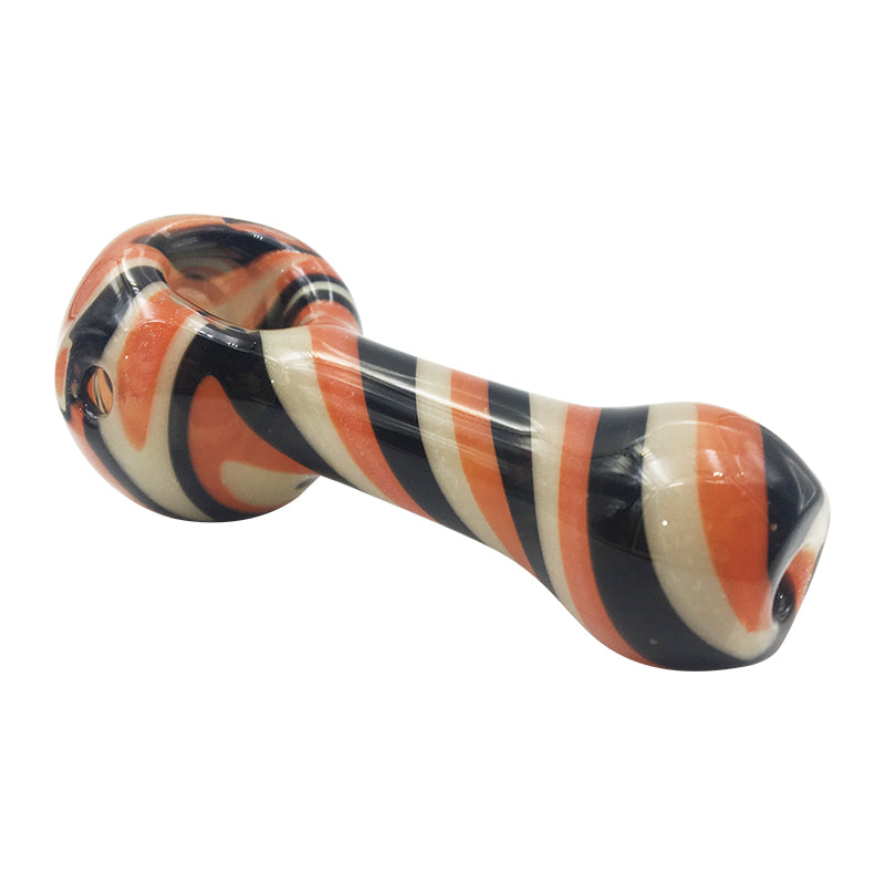 Horizontal Spiral Stripes Glass Spoon Hand Pipe