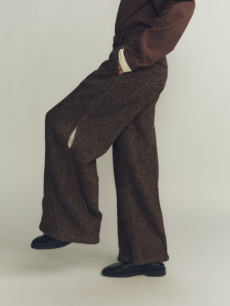 Woolen Intertwined Structure Tailored Wide Trousers