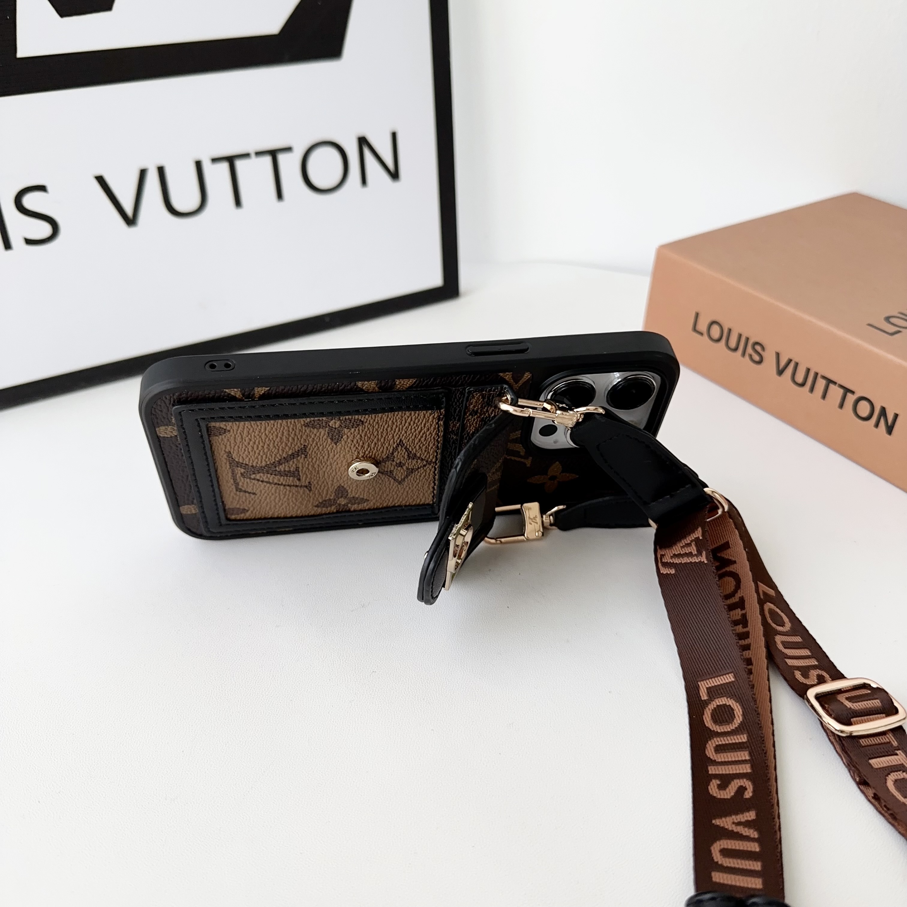 LV Dauphine Leather Monogram Crossbody Apple iPhone Case