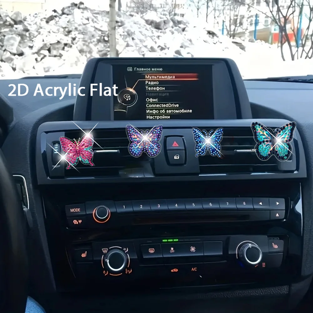 4pc Butterfly DIY Diamond Painting Car Air Vent Clip Air Freshener for Adults