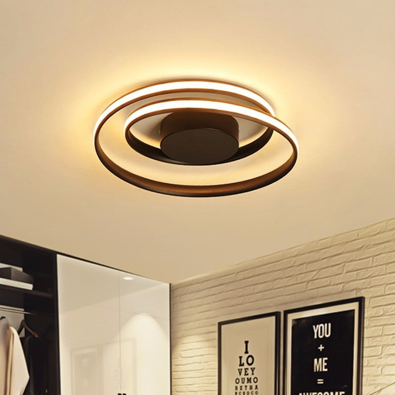 Black Modern LED Ceiling Lights For Living Room With Remote Dimmable ...
