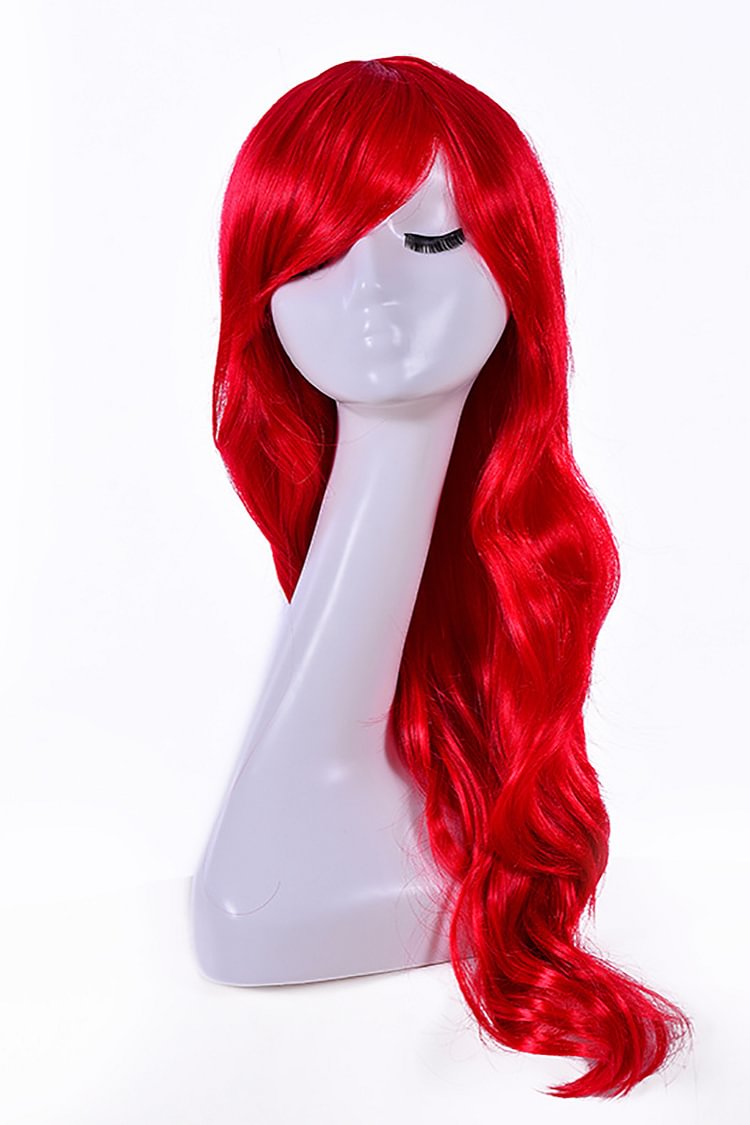 Halloween Costume Red Mermaid Long Curly Wigs