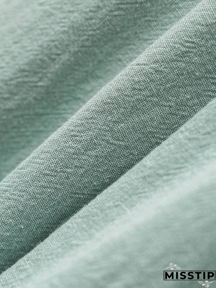 Women's Plain Rolled Cuff Long Sleeve Single-Breasted Casual Shirt Dress For Autumn