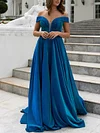 Solid Color Off-The-Shoulder A-Line Backless Simple Party Maxi Dress