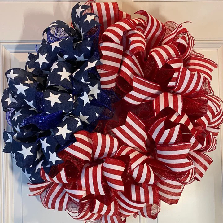 Patriotic Wreath, Flag Wreath, Fourth of July Wreath, Deluxe Flag Wreath, Red White and Blue Wreath, Summer Wreath