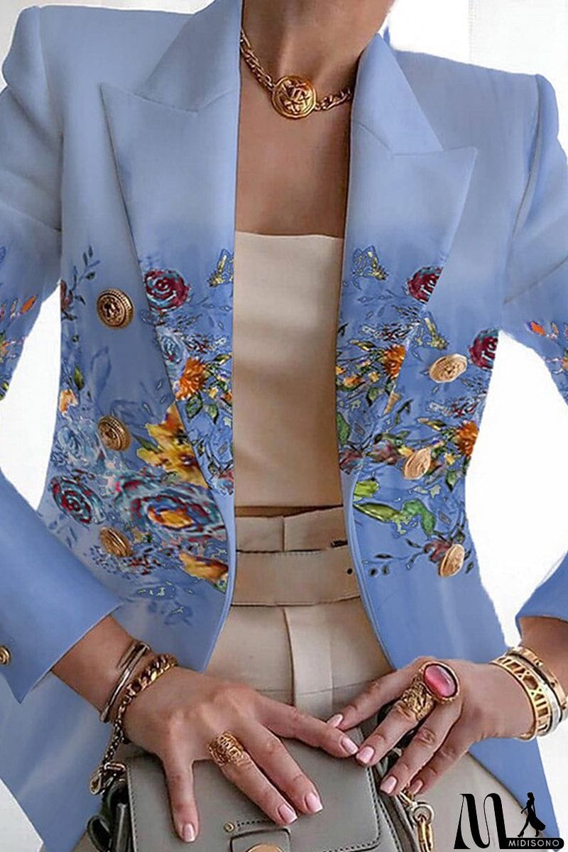 MidiSono - Casual Print Patchwork Cardigan Turn-back Collar Outerwear