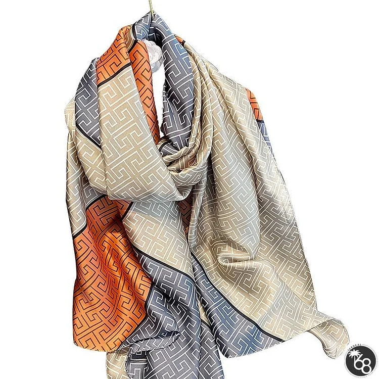 90*180cm Women's Lattice Ins Bohemia Satin Scarves Silk Echarpe Boho Shawl Gift Printing Sunscreen Beach Towel | 168DEAL