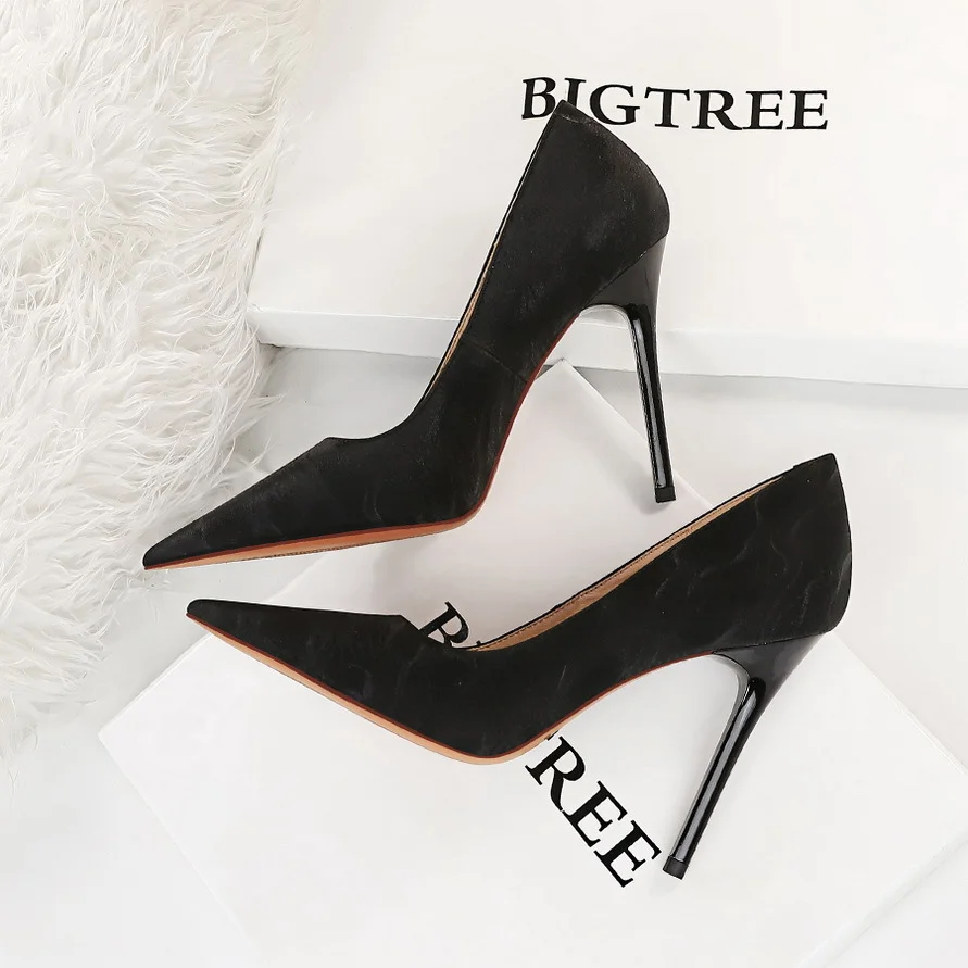 Colourp Colourp Retro High Heel Shallow Pointed Thin Heel Super High Heel Sexy Nightclub Women's Shoes High Heels Single Shoes