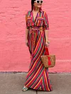 Bohemia Striped Shirt Maxi Dress