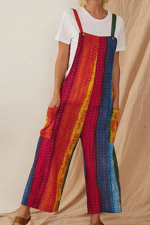 Womens Tribal Printed Wide Leg Overalls-Allyzone-Allyzone