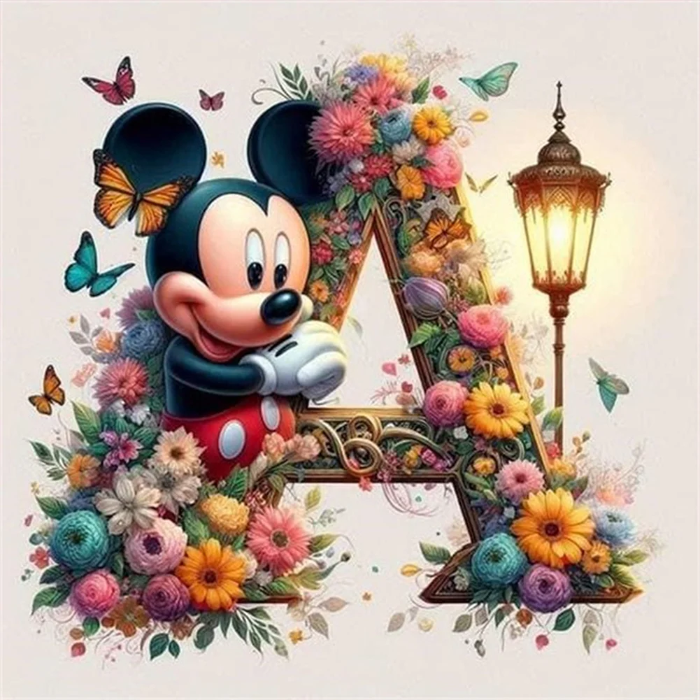 Partial AB Diamond Painting - Full Round Drill - Mickey Minnie Letters(Canvas|35*35cm)