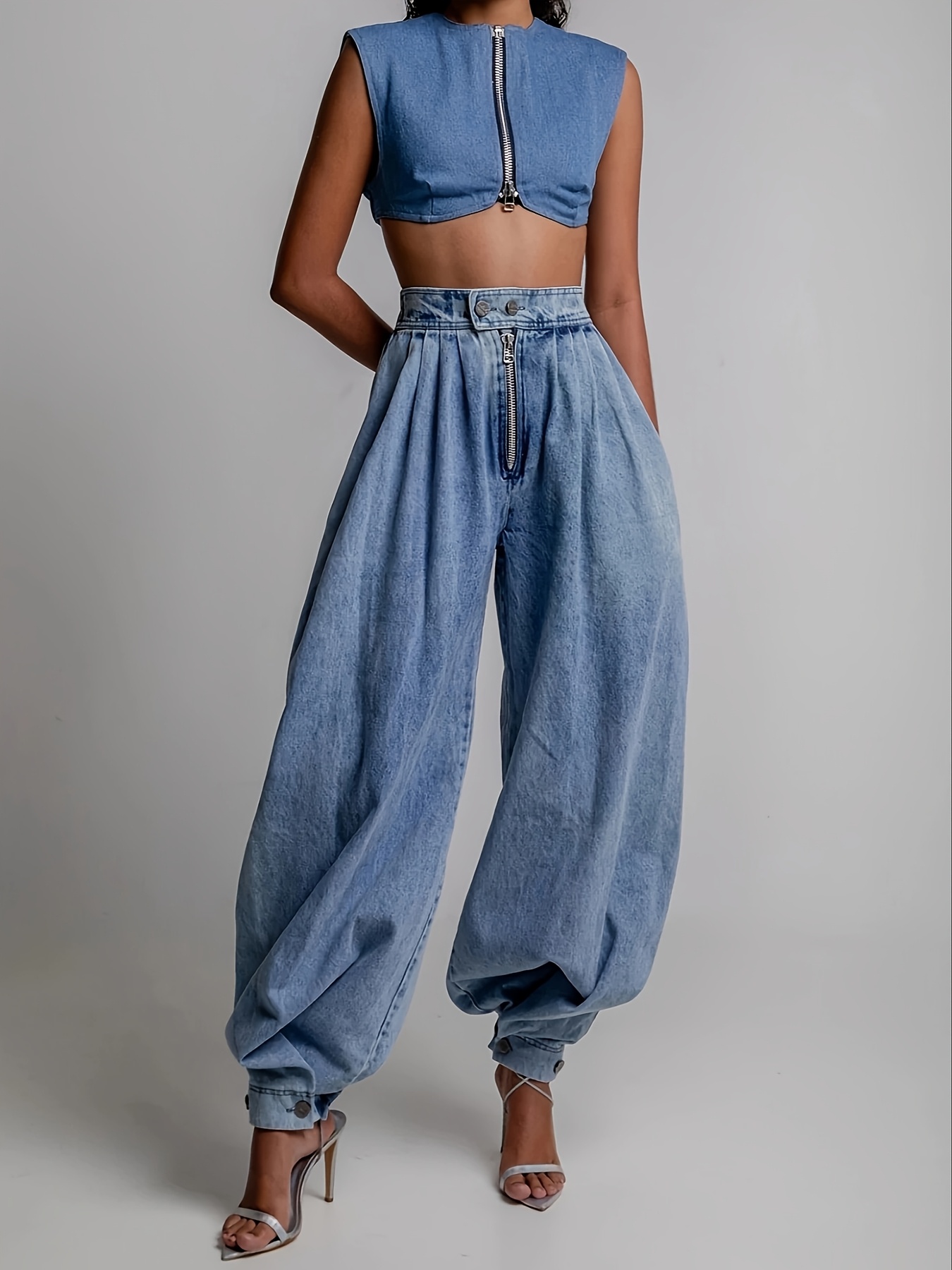 Women's Summer High Waist Zipper Loose Harem Pants Women's Vintage Bloomers Women's Casual Pant | IFYHOME