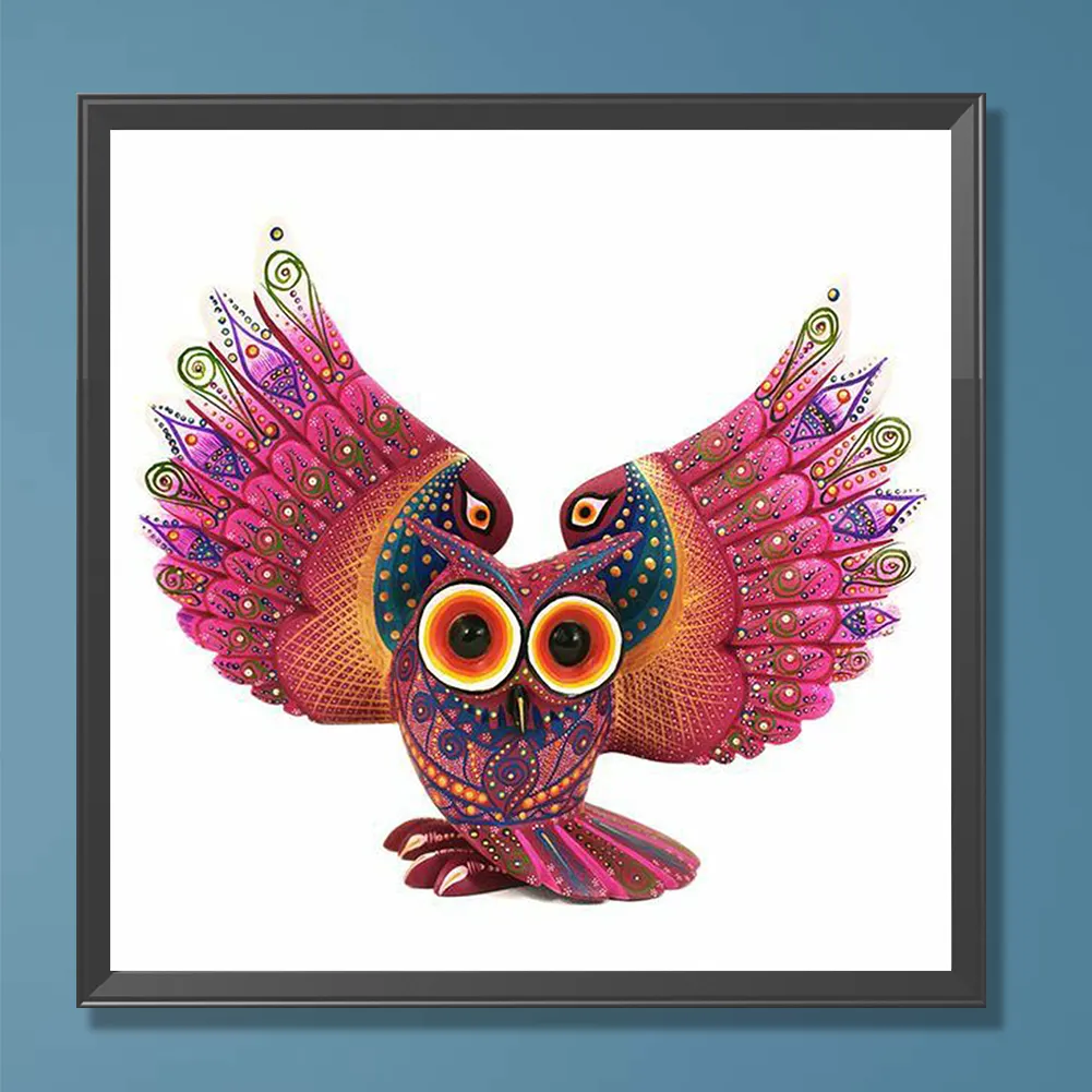 Full Round Diamond Painting 30*30cm - Owl With Spread Wings