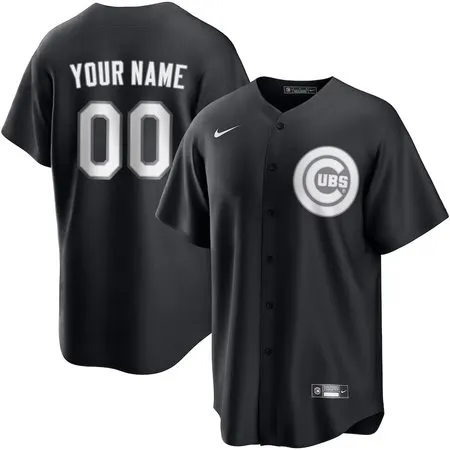 Men's Chicago Cubs Custom Black Lights Out Replica Jersey