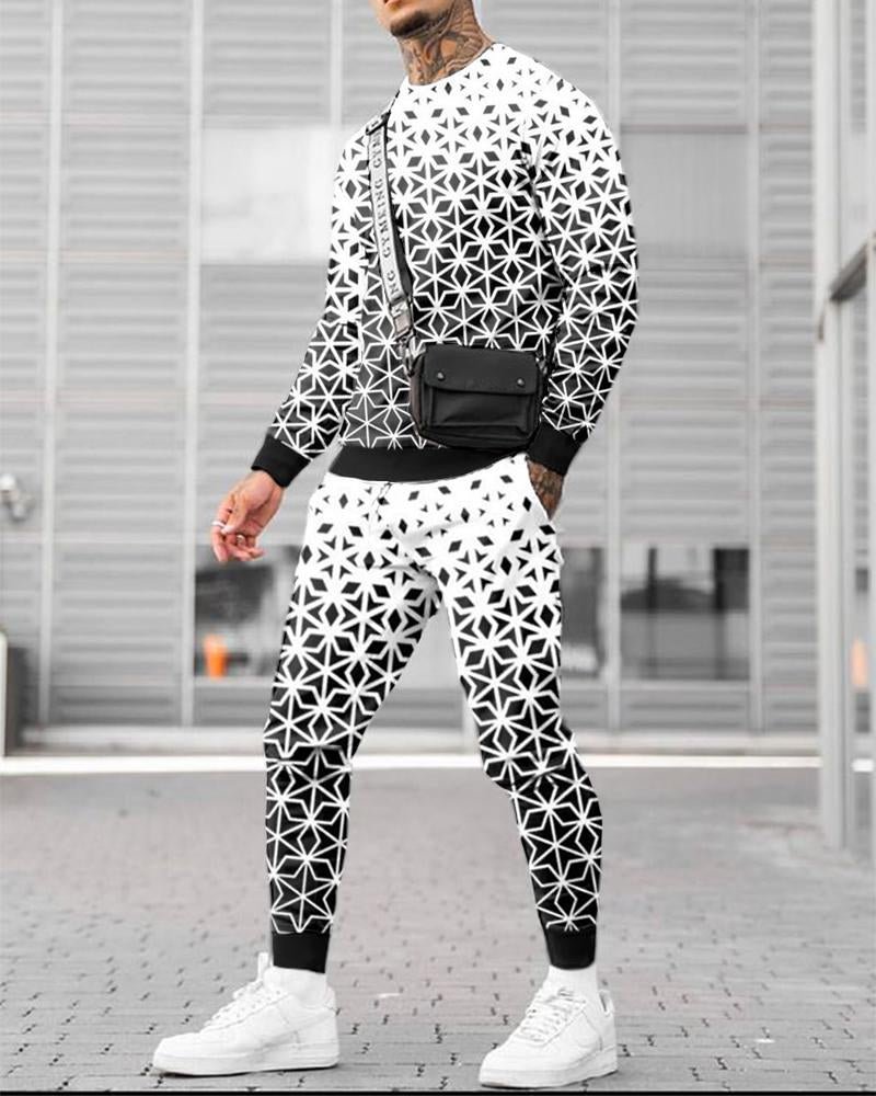 Men's Fashion Regular Printing Long-sleeved Suit