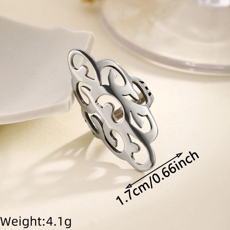 Exaggerated Artistic Oversized Flower Butterfly 304 Stainless Steel Open Rings