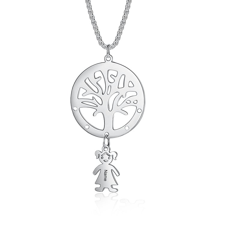 Collar de árbol genealógico con dije de 1 nombre