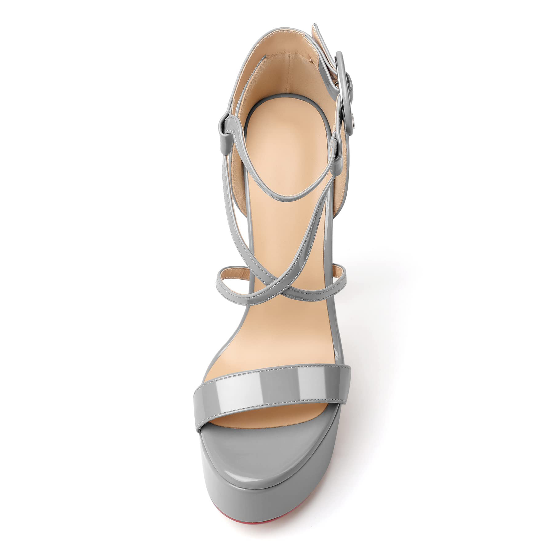 150mm Open Toe Platform Sandals Ankle Strap High Heel Red Bottom Summer Shoes for Women-MERUMOTE