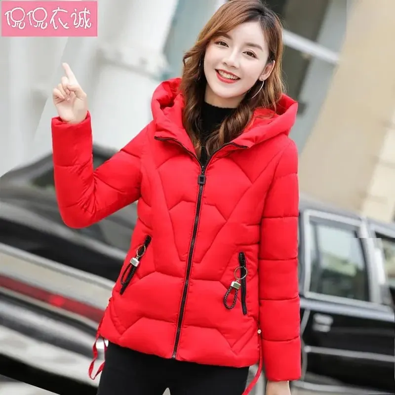 New 2021 High Quality Women Parkas Winter Jacket Hooded Casual Parkas Long Sleeve Female Coat Cotton Padded Jacket Warm Outwear