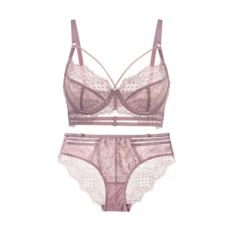 Billionm Women's underwear Set Lace Sexy Push-up Bra And Panty Sets Comfortable Brassiere Adjustable Gathered Lingerie 85D 90D