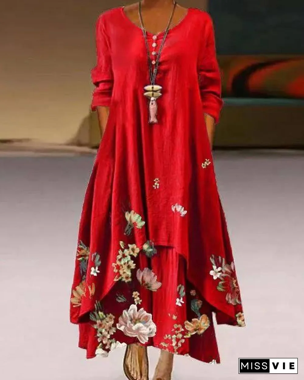 Irregular Swing Flower Maxi Dress