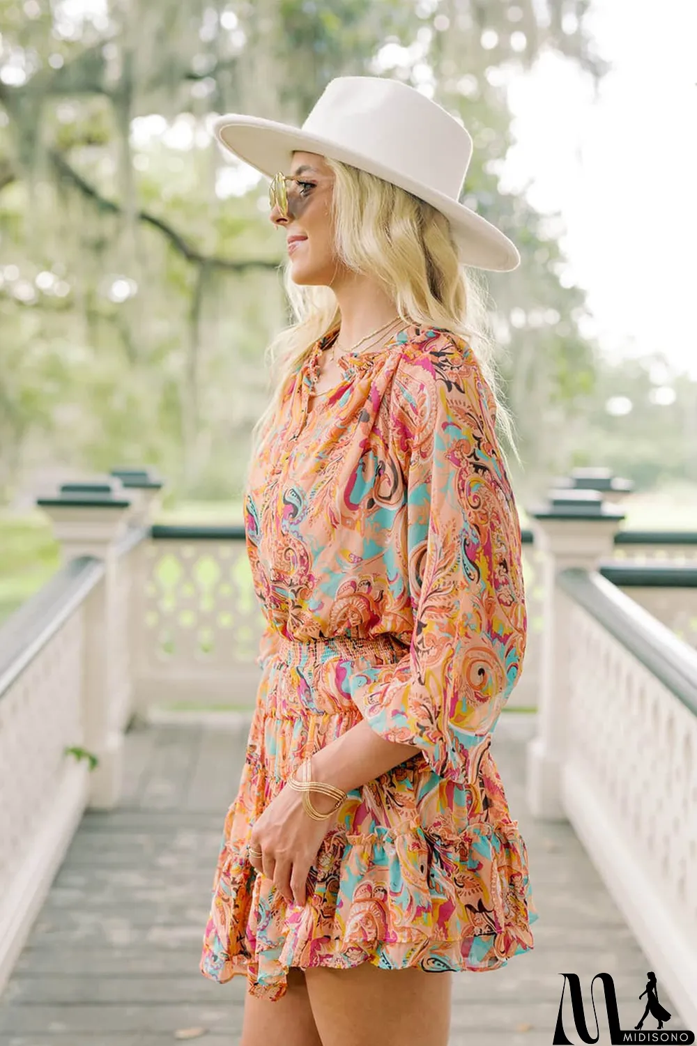 MidiSono - Multicolour Paisley Print Frilled Mini Dress