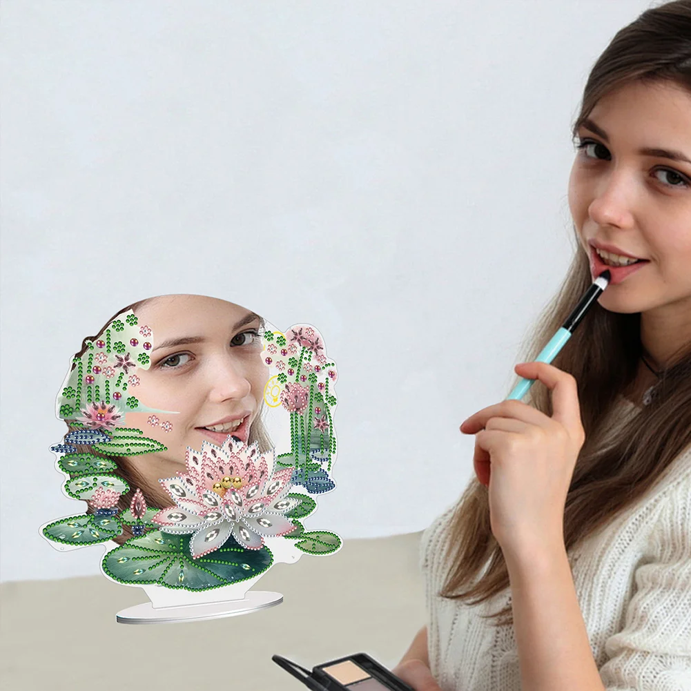 DIY Lotus Acrylic Diamond Art Mirror Home Decoration