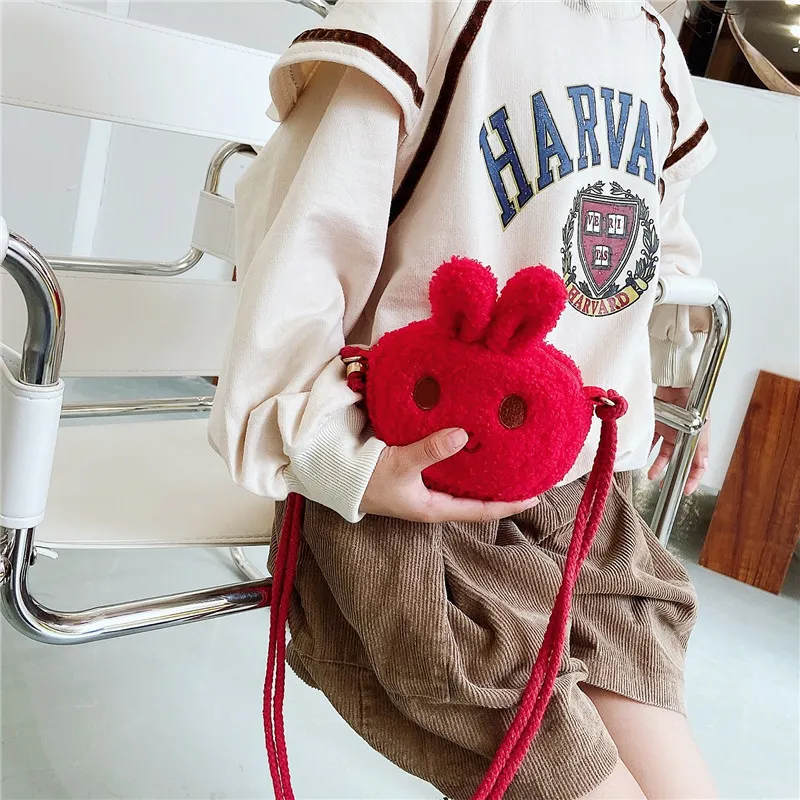 Billionm Children Plush Cartoon Crossbody Bags Cute Little Rabbit Baby Girls Coin Purse Handbags Fashion Kids Small Shoulder Bag
