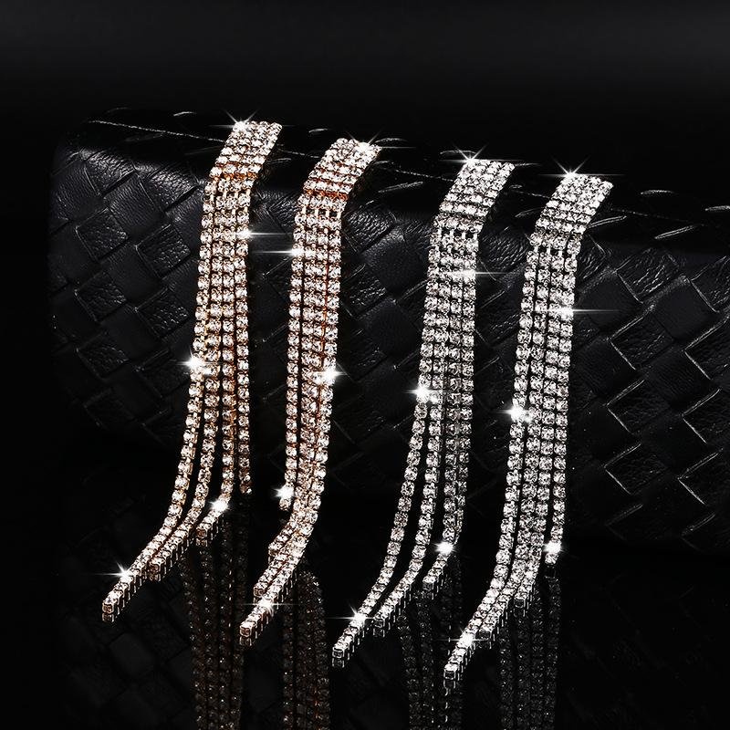 Luxury Rhinestone Crystal Long Tassel Earring