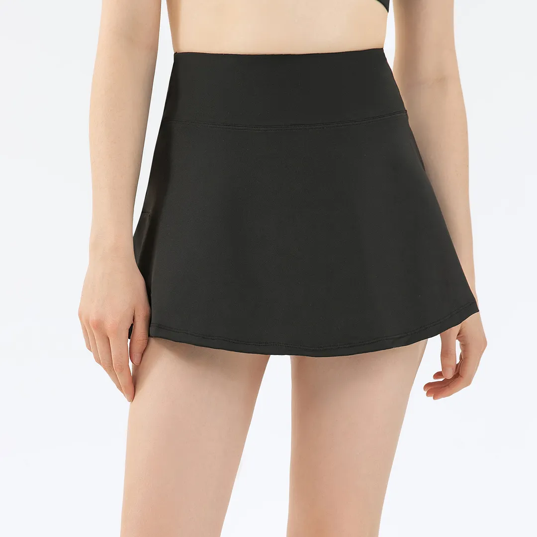 Buy different colors and types of no pocket high waist pleated yoga gym fitness running skirt with shorts on Hergymclothing