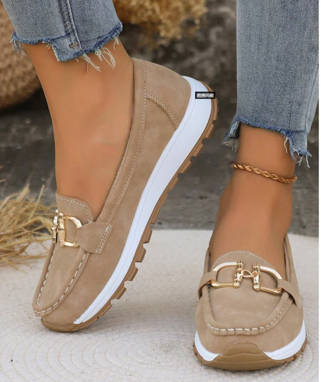 Breakj Breakj Casual Sneakers Casual Ladies Metal Chain 2025 Summer New Large-Size Single Shoes