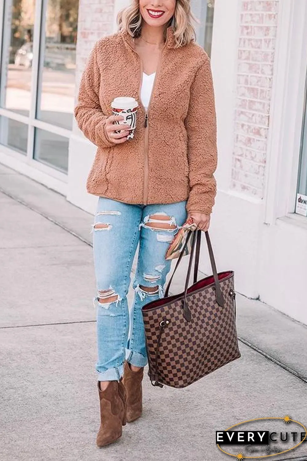 Classical Fluffy  Fleece Zipper Jackets