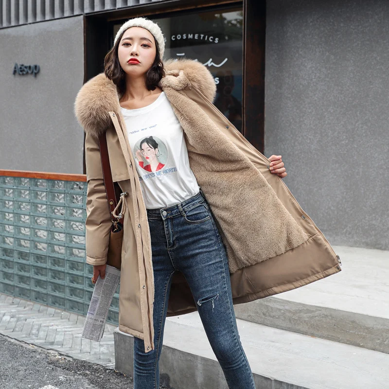 Toloer Cotton-Padded Jacket Women 2024 Winter New Cotton-Padded Clothes Women Korean Version Of The Long Big Hair Collar And Velvet Inside The Pie To Overcome The Coat Tide-Outfit Ideas