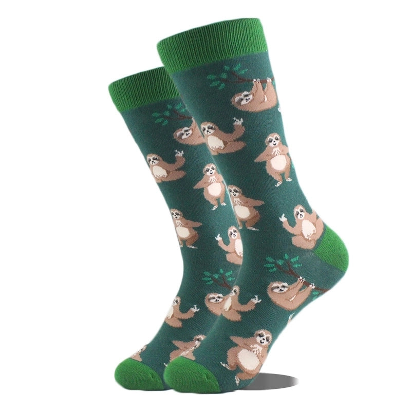Unisex Cute Printing Animal Color Block Cotton Ankle Socks A Pair