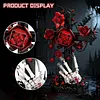 Gothic Floral Flower Model Set Eye-Catching Table Centerpiece Horror Skeleton Bouquet Building Set for Adults Kids Holiday Birthday Gift (Cross)