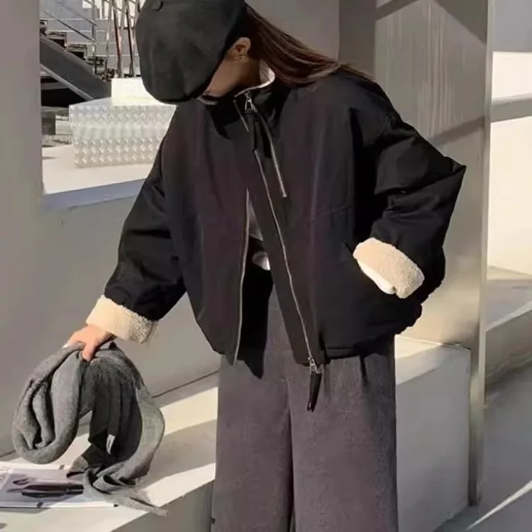 Athvotar Athvotar Hairy Short Pie Overcomes Women's 2025 Winter Korean Leisure Submachines Loose Small Thicken To Keep Warm Cotton