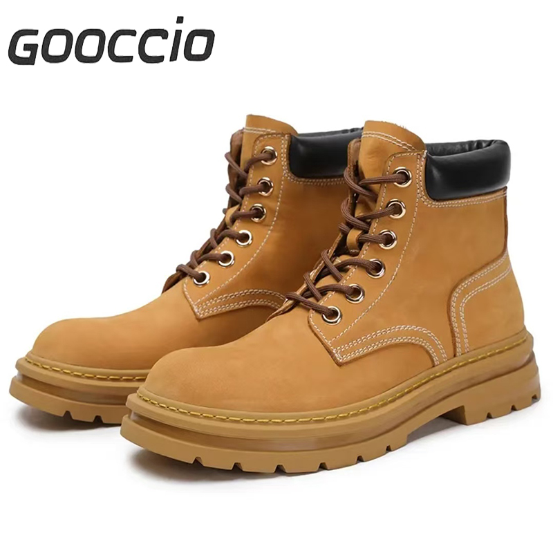 DT202 Retro-Style Cowhide Martin Boots For Men GOOCCIO   