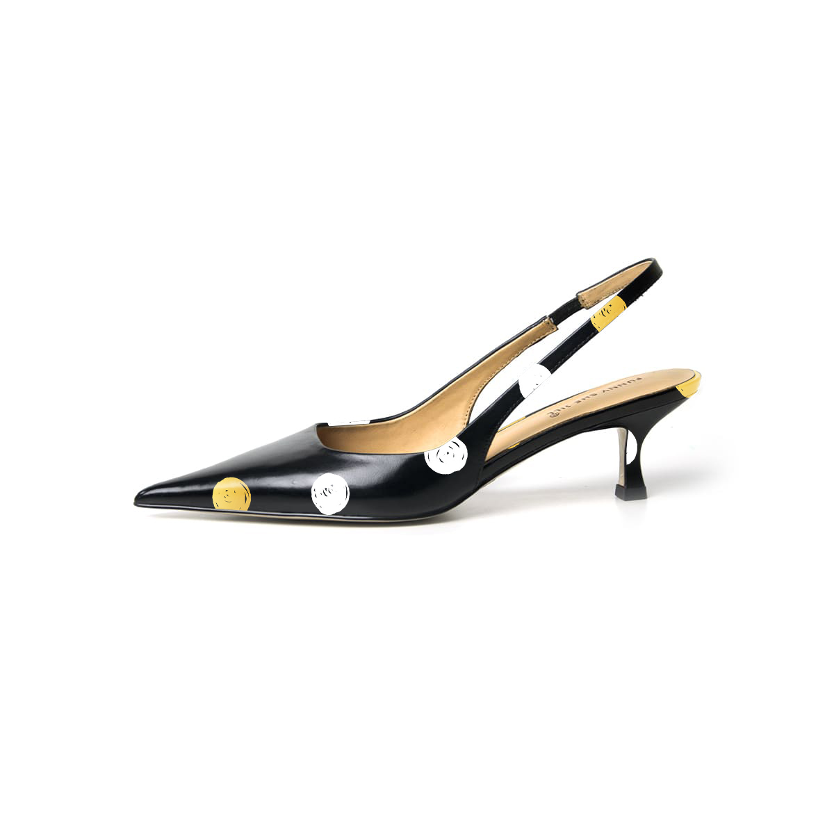 Black Patent Leather Pointed Toe Kitten Heel Pumps for Party Nicepairs