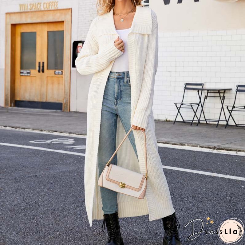 Casual Solid Colour Long Cardigan