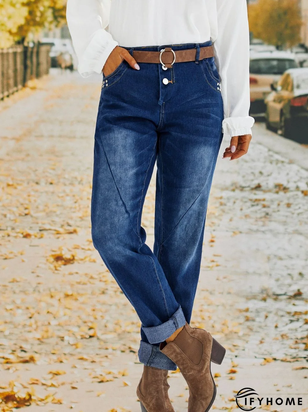 Blue Dip-Dyed Denim Casual Jeans | IFYHOME