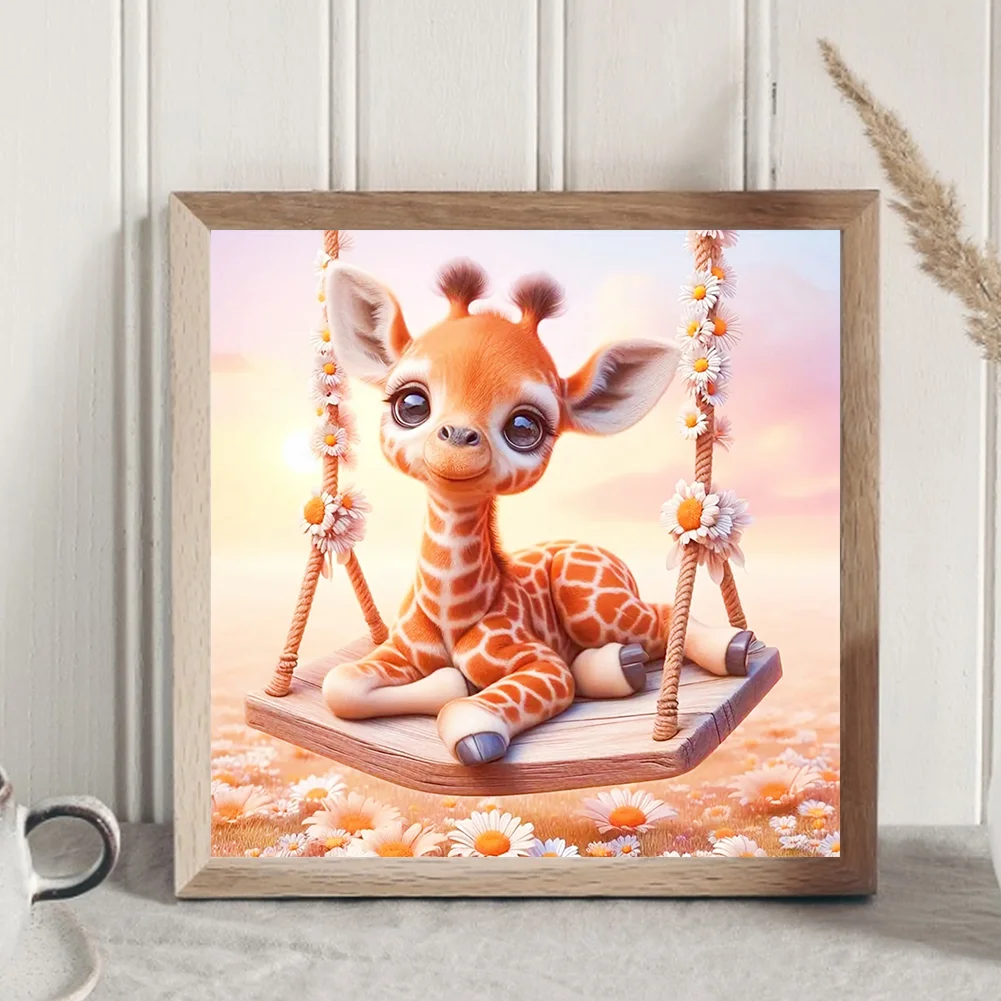 Diamond Painting - Full Round Drill - Giraffe(Canvas|30*30cm)