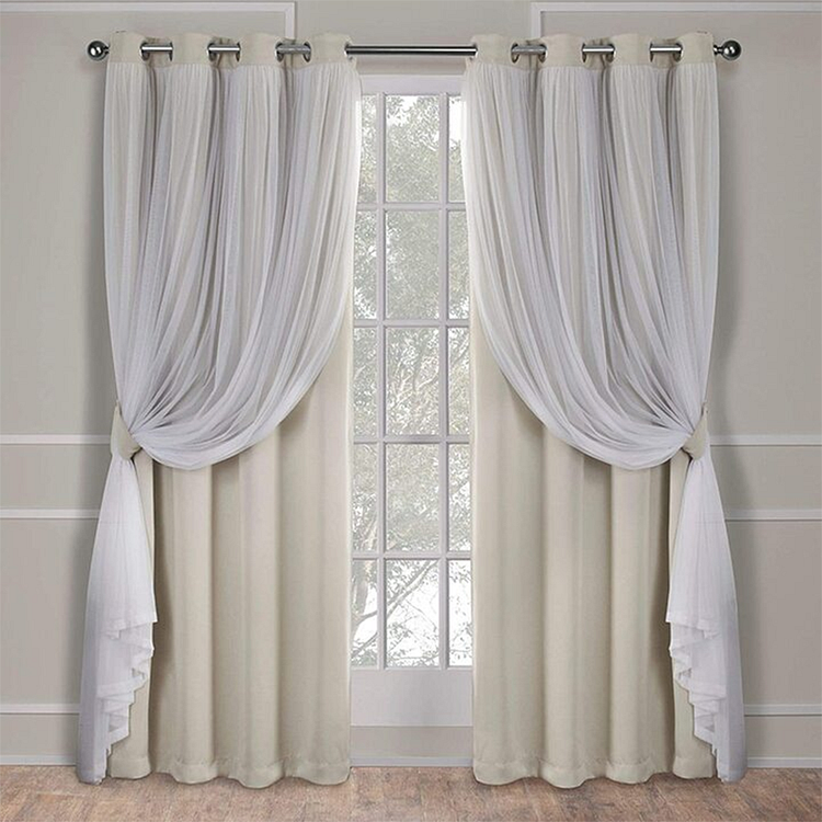 Indoor Sand Sheer and Solid Blackout Curtains with Grommet Top 1Pcs-ChouChouHome