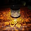Solar Powered Metal Mandala Decorative Lamp Weatherproof Outdoor LED Deck Step Wall Lights Auto On/Off Hollow Out Retro Solar Lights for Garden Yard Patio Porch Decor