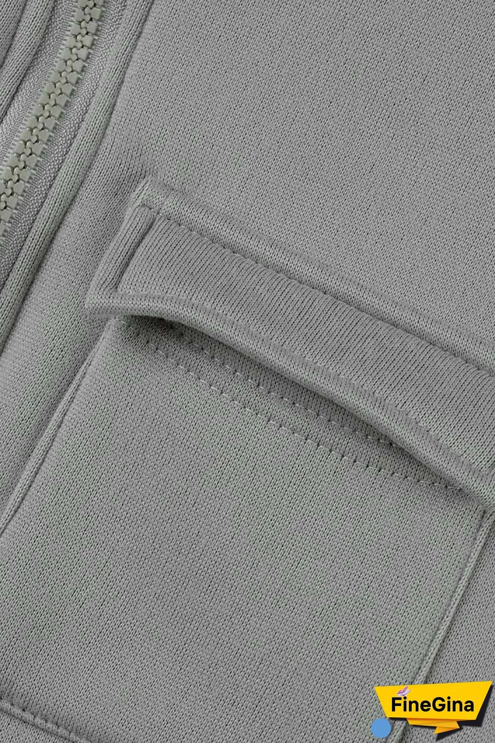 Nude Pink Casual Solid Patchwork Pocket Zipper Long Sleeve Two Pieces