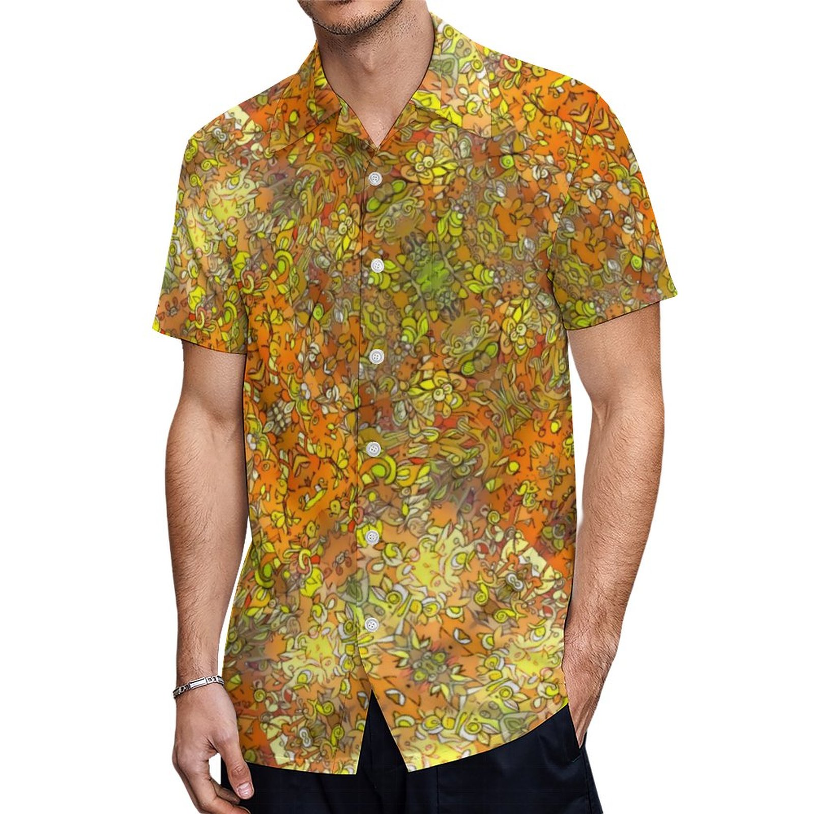 Honey Forest Print Floral By Leric Dax Hawaiian Shirt Mens Button Down Plus Size Tropical Hawaii Beach Shirts