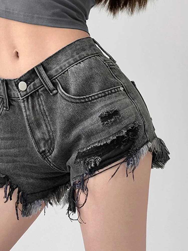 New Women Sexy Shorts Jeans Summer Fashion Casual Irregular Vintage Streetwear Club Party All-Match Ripped Hole Mini Denim Short